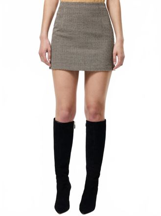 French Connection Houndstooth Wool Mini Skirt In Brown Multi