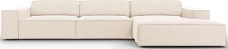 BLOOMINGLOFT 4-Sitzer Design Ecksofa Jodie mit Chaiselongue rechts - Samtbezug