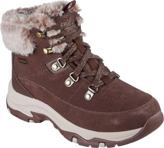 Skechers Trego Snow Worries Leather WoMens Chocolate Hiking Boots - Size UK 8