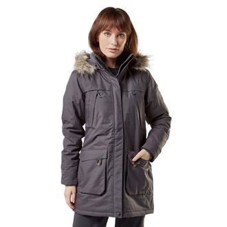 Peter Storm Womens Paloma Waterproof Parka Jacket with Faux Fur Lined Hood, Winter Coat - Grey Polyamide - Size 16 UK