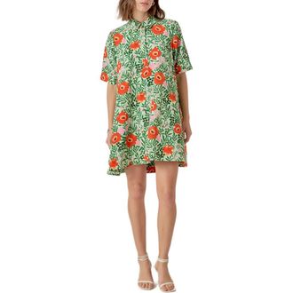 English Factory Floral Short Sleeve Cotton Shirtdress in Lime Multi at Nordstrom Rack, Size X-Small