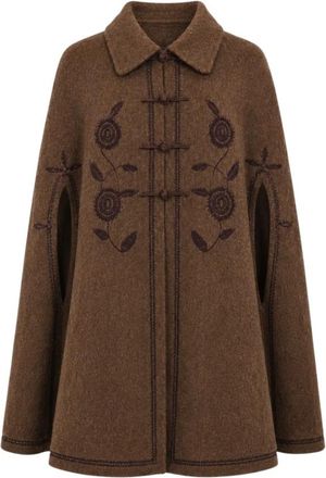 Antik Batik Willow Cape - Dames - Ponchos - Bruin - XS - Katoen - Jassen