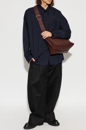 Marni Wool Shirt With Pocket, Mens, Navy Blue