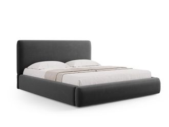 Cosmopolitan Design Cama con cabecero y ba&uacute;l 140x200cm de terciopelo gris oscuro