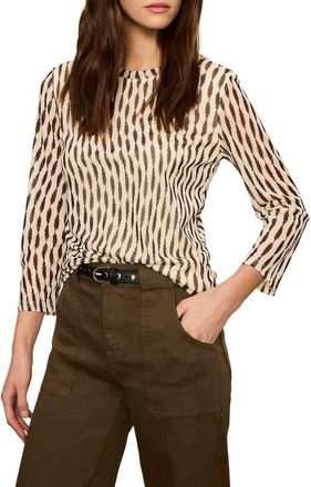 Sanctuary Print Mesh Top in Inkblot White at Nordstrom, Size X-Small