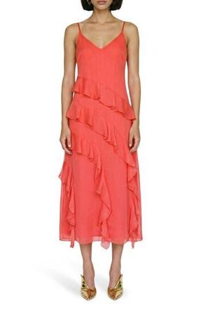Vero Moda Smilla Ruffle Midi Dress in Poinsettia at Nordstrom Rack, Size X-Large