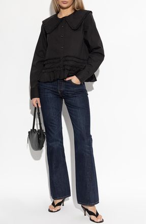 Re/Done Jeans With Flared Legs, Womens, Navy Blue