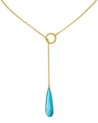 Liv Oliver 18K Plated 25.00 Ct. Tw. Turquoise Lariat Necklace
