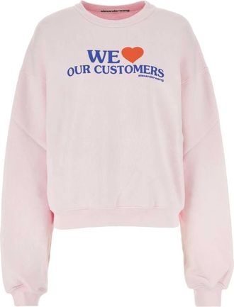 Alexander Wang Pastelroze Katoenen Sweatshirt - Dames - Sweatshirts - Roze - XS - Katoen - Hoodies & sweatvesten