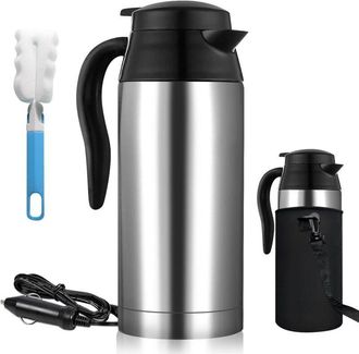 OEM Hervidor El&eacute;ctrico De Acero Inoxidable Con Enchufe Para Encendedor De Coche, 24 V, 750 Ml, Funci&oacute;n De Calentamiento De Tazas, Tipo Caldero Con Apagado