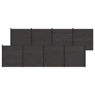 vidaXL Panel De Valla 8 Pcs Wpc Y Aluminio Negro Vidaxl