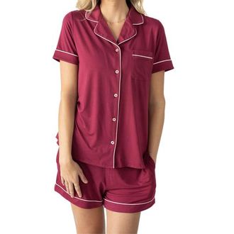 Kindred Bravely Clea Short Sleeve Pajama Set in Berry at Nordstrom, Size X-Large