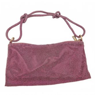 42 Gold Rhinestone Evening Bag In Fushia