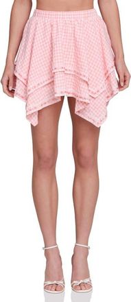 Avec Les Filles Layered Handkerchief Hem Miniskirt in Pink - White Gingham at Nordstrom, Size X-Small