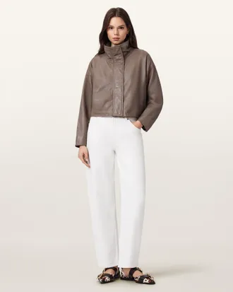 AllSaints Ryder Funnel Neck Leather Jacket