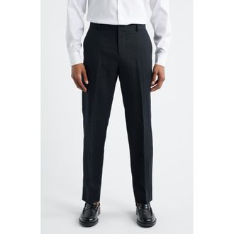 Open Edit Linen Blend Pants in Black at Nordstrom, Size 30R