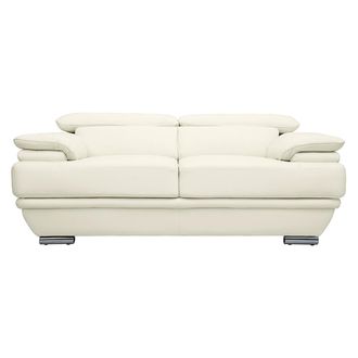 Miliboo Miliboo - Divano Bianco In Pelle Design 2 Posti Con Poggiatesta Reclinabile Ewing
