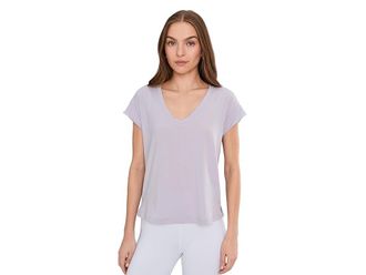 Columbia Daniela Falls V-Neck Short Sleeve T-Shirts Womens Workout Lavender Pearl : 2XL, Elastane/Polyester
