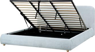 Beliani Cama matrimonial de tejido azul 180x200