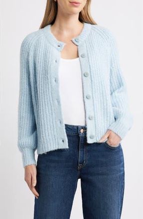 Caslon Metallic Shaker Stitch Cardigan in Blue Skyway at Nordstrom Rack, Size Xx-Small
