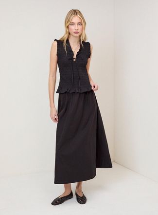 Nobody's Child Black Poplin Midi Skirt