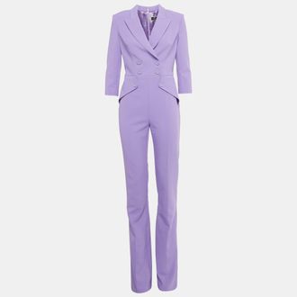 Elisabetta Franchi Purple Double Layer Crepe Jumpsuit