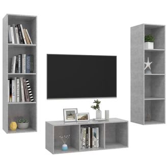 Berkfield Home Practical 3 Piece TV Cabinet Set Concrete Grey Engineered Wood