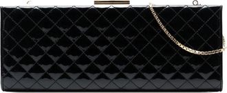 Ferragamo 2016 Clutch with Chain gewatteerde gelakte schoudertas - Zwart