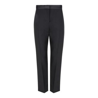 Alexander McQueen Zwarte op maat gemaakte broek rechte pijp - Dames - Straight fit broeken - Zwart - S - Wol - Broeken