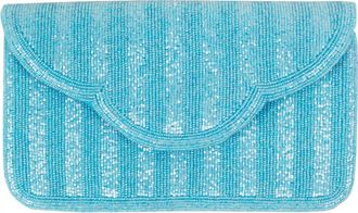La Chic Designs Womens Scalloped Clutch In Blue Stripe