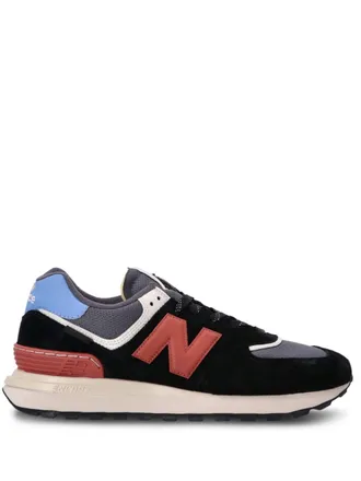 New Balance 574 panelled sneakers - men - Leather/Fabric/Fabric/Rubber - 4.5 - Black