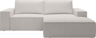 VENTE-UNIQUE.COM Sof&aacute; rinconera terciopelo 3 plazas beige 240x167cm