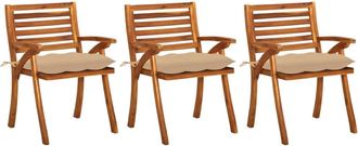 vidaXL Sillas De Comedor Jard&iacute;n Con Cojines 3 Uds Madera Maciza Acacia Vidaxl