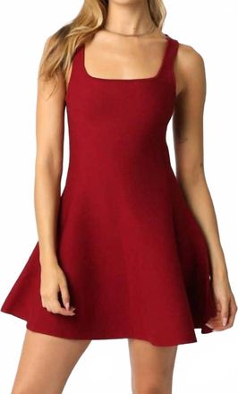 Olivaceous Flare Knit Mini Dress In Burgundy