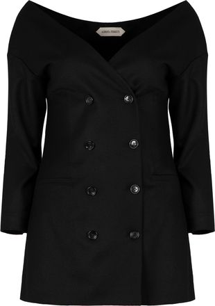 Alberta Ferretti Alberta Ferretti Womens Double-breasted Virgin Wool Jacket - Black - Size EU 38 (Womens)