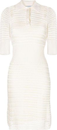 Prada crochet-knit fitted dress - women - Viscose - 38 - Neutrals