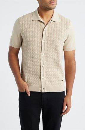 Bugatchi Short Sleeve Cardigan in Sand at Nordstrom Rack, Size Xx-Large