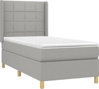 vidaXL Vidaxl - Cama Box Spring Colch&oacute;n Y Luces Led Tela Gris Claro 100x200 Cm