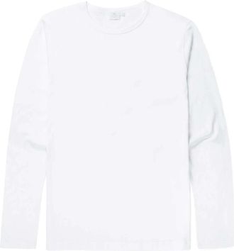 Sunspel Klassiek T-shirt met Lange Mouwen - Heren - Longsleeves - Wit - XL - Katoen - Tops
