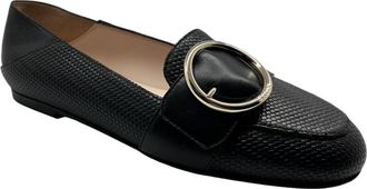 Bally Clariska 6301228 Womens Black Embossed Leather Flats