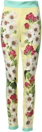 Dolce & Gabbana Gele Bloemen Hoge Taille Leggings - Dames - Leggings - Veelkleurig - S - Broeken