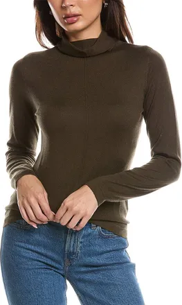 Fort&eacute; Cashmere Long Sleeve Seamed Funnel Neck Silk & Cashmere-Blend Sweater