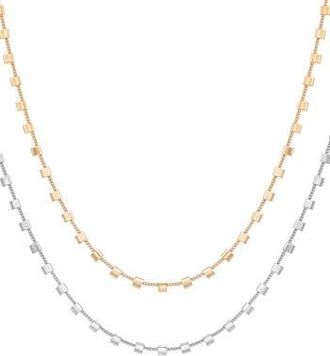 Vince Camuto Set of 2 Two-Tone Square Station Chain Necklaces at Nordstrom Rack