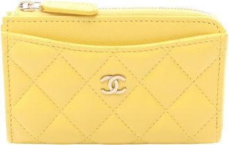 Chanel Yellow Grained Calfskin Coin Purse/Coin Case (Pre-Owned)