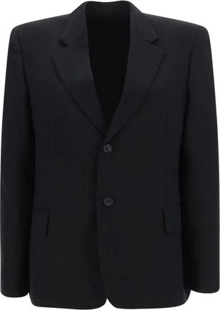 Balenciaga Wollen jas met knoopsluiting - Dames - Blazers - Zwart - M - Wol - Jassen