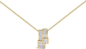 House of Brilliance 14K Yellow Gold 1 1/2 cttw Diamond Geometric Pendant Necklace at Nordstrom