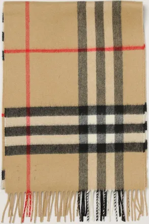 Burberry Sciarpa in puro cashmere con motivo Vintage Check e bordi sfrangiati