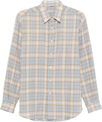 Auralee Checked Wool Shirt-Uomo