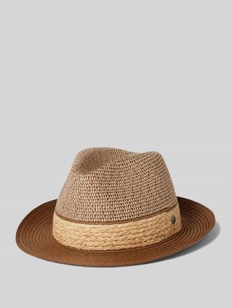 Bugatti Strohhut im Colour-Blocking-Design Modell Trilby in Camel, Größe 55