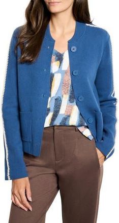 Nic+Zoe Dashing Dusk Cotton Blend Cardigan in Ocean at Nordstrom Rack, Size Xx-Large
